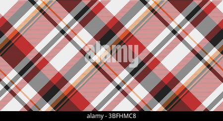 Classic plaid pattern in warm hues. Seamless textile design featuring intersecting lines. Ideal for backgrounds, fashion,  festive themes. Versatile t Stock Vector