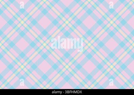 Pastel plaid pattern. Soft, repeating textile design in pink, blue, and yellow. Use for backgrounds, fashion, crafts, or springEaster themed designs. Stock Vector