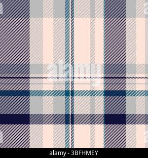 Classic tartan pattern in pastel navy hues. Seamless Scottish check for fashion, textiles, or backgrounds. Evokes tradition, warmth, cozy style. Stock Vector