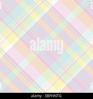 Pastel plaid pattern. A soft, colorful abstract design with a classic tartan feel. Use for backgrounds, textiles, or a spring themed creative project. Stock Vector