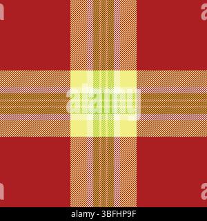 Vibrant plaid pattern. Seamless checkered design with red, yellow and gold tones. Great for backgrounds, textiles or adding a touch of classic flair. Stock Vector