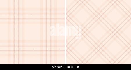 Elegant, soft peach plaid patterns. Versatile for backgrounds, textiles, design projects, and more. Gentle colors evoke calm comfort. Adaptable aesthe Stock Vector