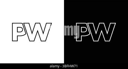 Trendy letter P and W, PW logo design template. Minimal monogram initial based logotype for company identity. Stock Vector