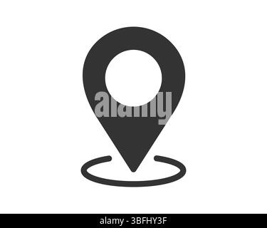 Simple location pointer icon, flat design, useful for mapping, navigation, or indicating a point of interest. Modern, clean vector graphic. Stock Vector