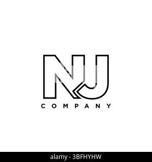 Trendy letter N and J, NJ logo design template. Minimal monogram initial based logotype for company identity. Stock Vector