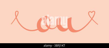 OU initial wedding monogram calligraphy vector illustration. Hand drawn lettering o and u love logo design for valentines day poster, greeting card, p Stock Vector