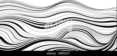 Abstract vector design with dynamic wavy black lines for artistic and modern layout backgrounds Stock Vector