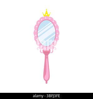 Princess crown mirror frame. Hand drawn doodle mirror with crown for ...