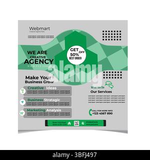 Modern Green Business Agency Flyer Design Template Stock Vector