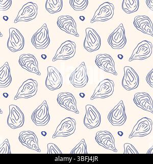 Hand drawn oysters pattern Stock Vector