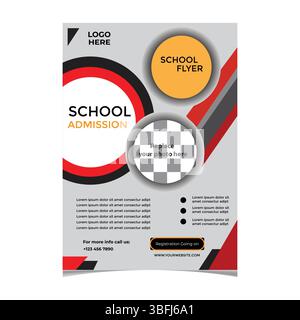 Engaging School Admission Flyer Design with Child Image Stock Vector