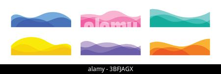 Wavy lines banner set Stock Vector
