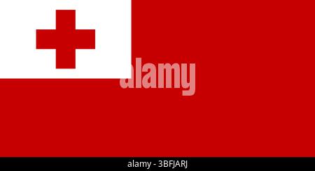 Flag of Tonga. Tonga flag icon. Standard color. Standard size. A rectangular flag. Computer Digital Vector illustration. Stock Vector