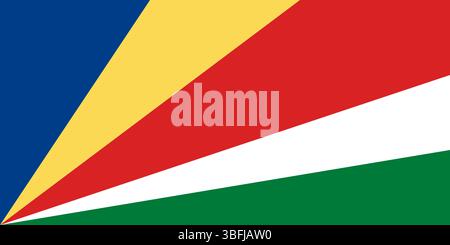Flag of Seychelles. Flag icon. Standard color. Standard size. A rectangular flag. Computer illustration. Digital illustration. Vector illustration. Stock Vector