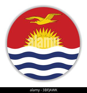 Flag of Kiribati. Grey edge. Kiribati circle flag logo icon computer vector illustration design. Stock Vector