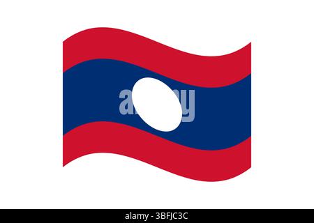 Flag of Laos. Laos wavy flag digital vector illustration. Fluttering flag. Stock Vector