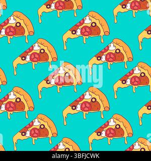 Doodle pizza seamless pattern. Stock Vector