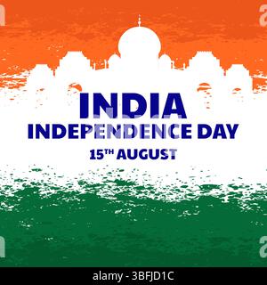 india independence day illustration in flat design Stock Vector