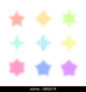 Collection of colorful blurred stars. Stock Vector