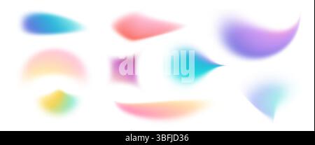 Blurred shape collection. Vibrant soft blurry color gradients Stock Vector