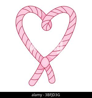 Illustration of a pink heart-shaped lasso rope, perfect for western cowgirl-themed stickers, digital art, and creative designs. Stock Vector