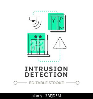 Intrusion detection flat outline concept icon Stock Vector