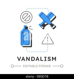 Vandalism flat outline concept icon Stock Vector