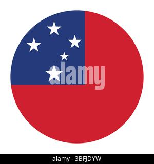 Flag of Samoa. Samoa circle flag logo icon computer vector illustration design. Stock Vector