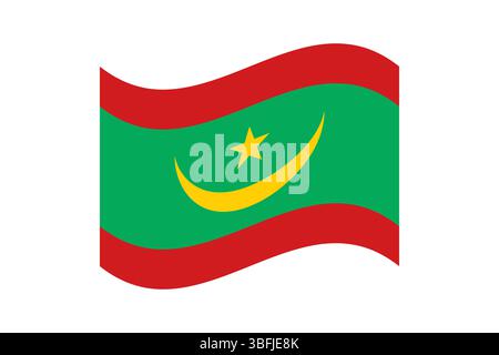 Flag of Mauritania. Mauritania wavy flag digital vector illustration. Fluttering flag. Stock Vector