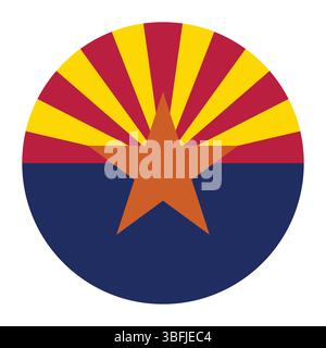 Flag of Arizona. Arizona circle flag logo icon computer vector illustration design. Stock Vector