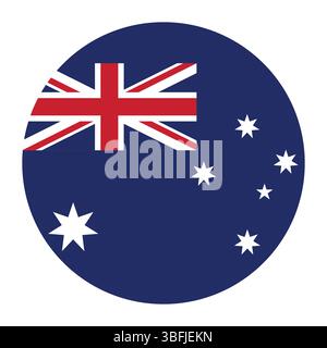 Flag of Australia. Australia flag icon. Standard color. Circle icon flag. 3d illustration. Computer digital vector illustration. Stock Vector