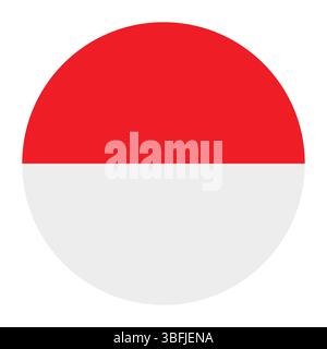 Flag of Indonesia. Indonesia flag icon. Standard color. Circle icon flag. Computer digital vector illustration. Stock Vector