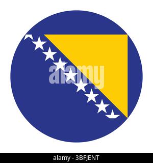 Bosnia and Herzegovina circle flag. Button flag icon. Standard color. Circle icon flag. Computer digital vector illustration. Stock Vector