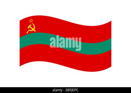 Flag of Transnistria. Transnistria wavy flag digital vector illustration. Fluttering flag. Stock Vector