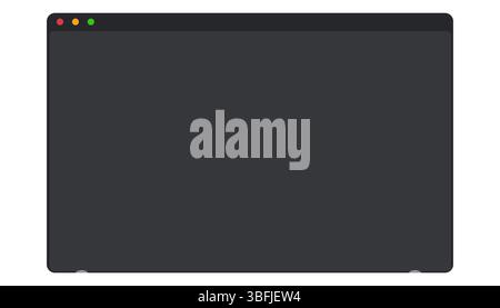 Web browser mockup window in dark mode modern flat simple line. web interface blank. Frame screen webpage ui template, interface bar. Vector illustration Stock Vector