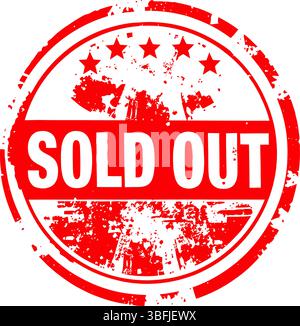Red Grunge Sold Out Stamp - Product Unavailability Mark Stock Vector