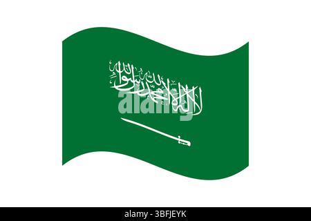 Flag of Saudi Arabia. Saudi Arabia wavy flag digital vector illustration. Stock Vector