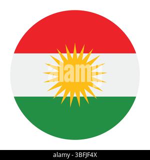 Flag of Iraqi Kurdistan. Button flag icon. Standard color. Circle icon flag. 3d illustration. Computer illustration. Digital illustration. Stock Vector