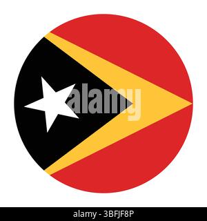 Flag of East Timor. East Timor circle flag icon digital vector illustration. Stock Vector