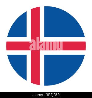 Flag of Iceland. Iceland circle flag logo icon computer vector illustration design. Stock Vector
