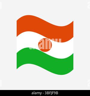 Flag of Niger. Niger wavy flag digital vector illustration. Fluttering flag. Stock Vector