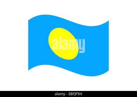 Flag of Palau. Palau wavy flag digital vector illustration. Fluttering flag. Stock Vector