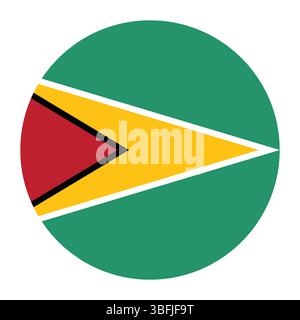 Flag of Guyana. Guyana circle flag logo icon computer vector illustration design. Stock Vector