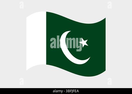 Flag of Pakistan. Pakistan wavy flag digital vector illustration. Fluttering flag. Stock Vector