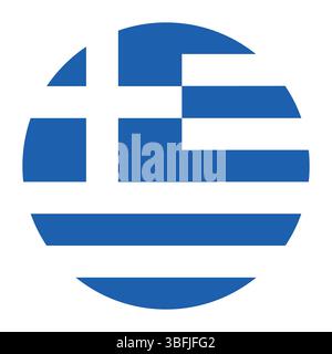 Flag of Greece. Flag icon. Standard color. Circle icon flag. 3d illustration. Computer illustration. Digital illustration. Vector illustration. Stock Vector