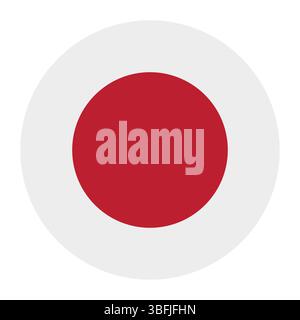Flag of Japan. Japan circle flag logo icon computer vector illustration design. Stock Vector