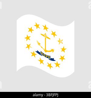 Flag of Rhode Island. Rhode Island wavy flag digital vector illustration. Stock Vector