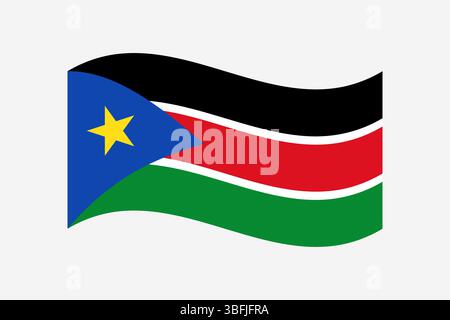 Flag of South Sudan. South Sudan wavy flag digital vector illustration. Fluttering flag. Stock Vector