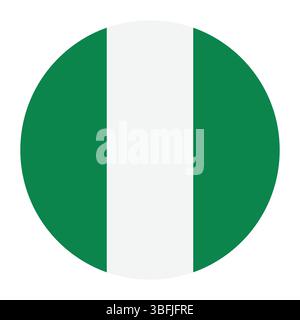 Flag of Nigeria. Nigeria circle flag logo icon computer vector illustration design. Stock Vector