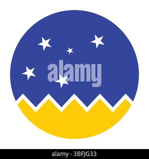 Flag of Magellan-chilean Antarctic Region. Magellan-chilean Antarctic Region circle flag logo icon computer vector illustration design. Stock Vector